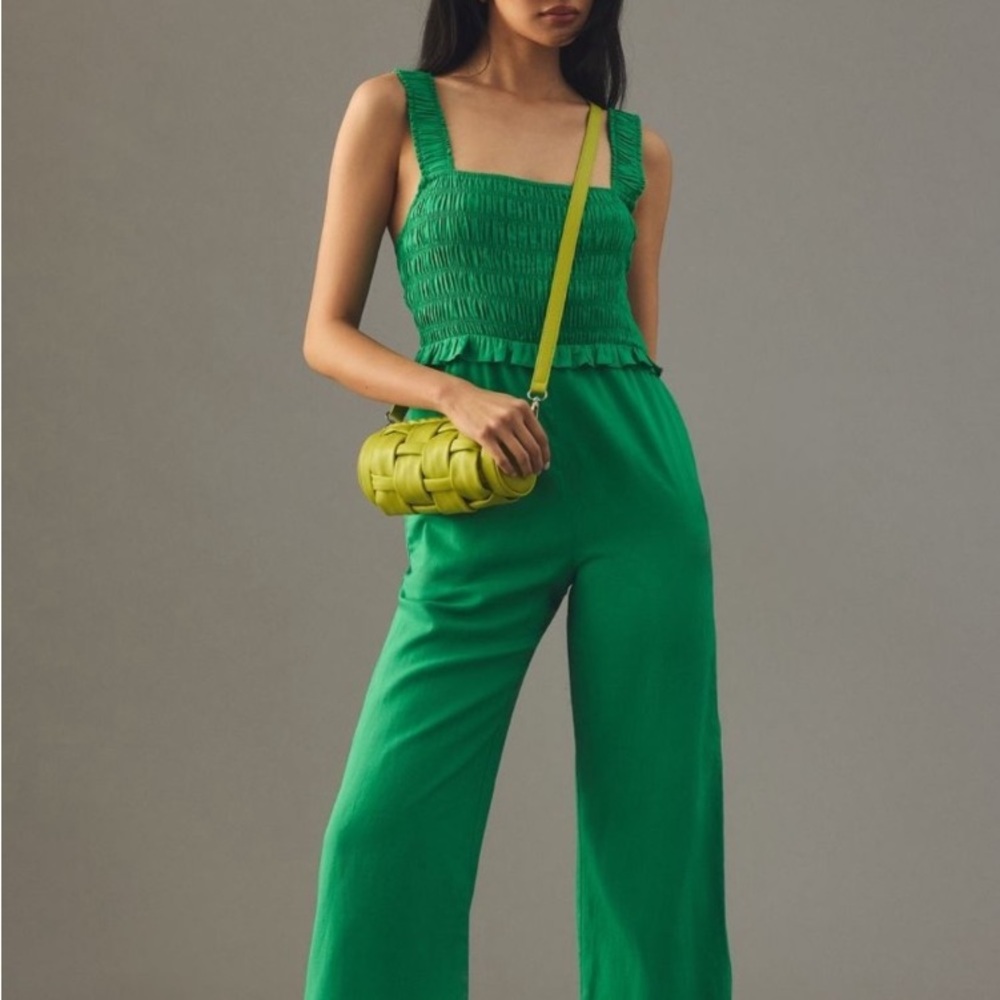 Anthropologie If By Sea Sleeveless Jumpsuit Grass Green XS Excellent Condition